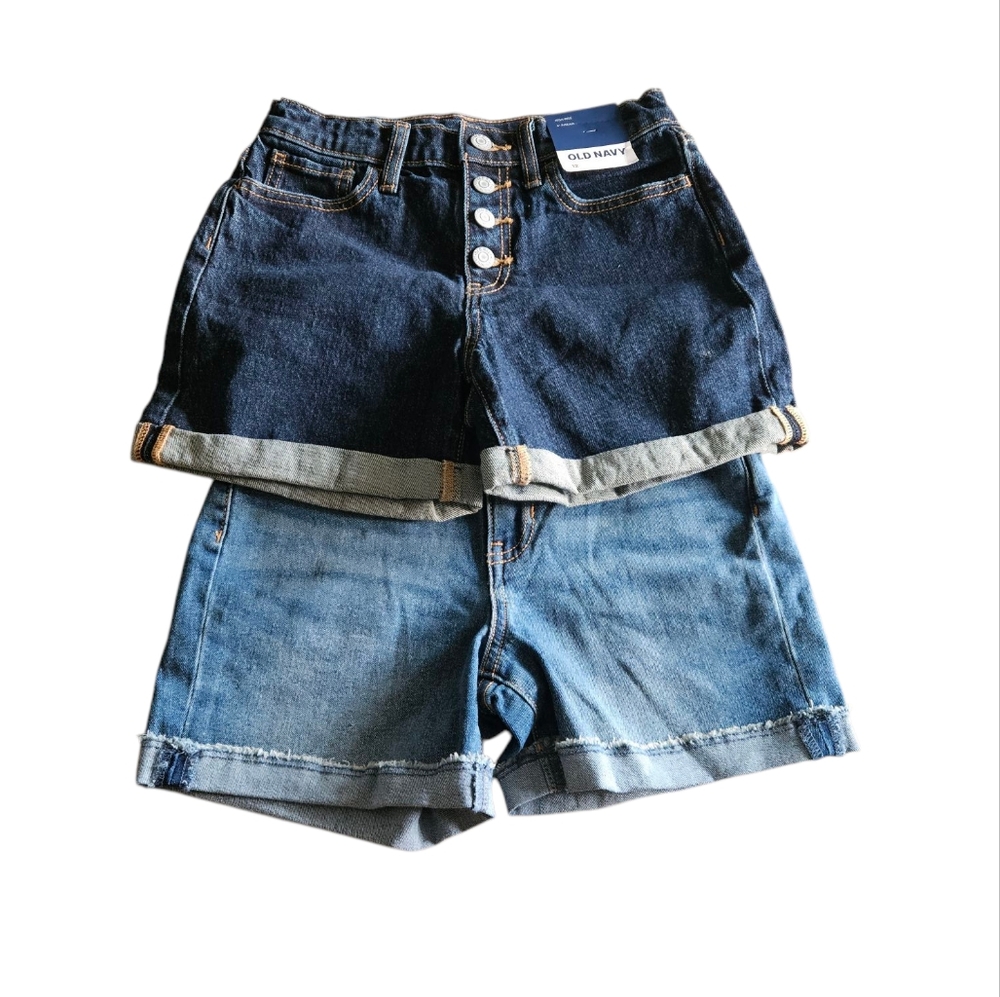 Old Navy Kids High Waist Midi Denim Shorts Size 12